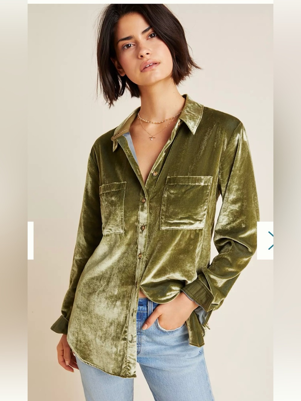 NWT Women’s Pilcro Maeve Karina Velvet Buttondown - XL